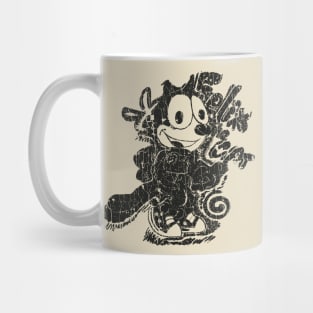 VINTAGE TEXTURE FELIX THE CAT BLACK Mug